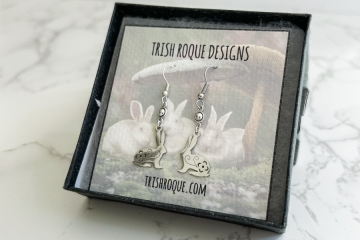 Spring Flowers Silver Bunnies Earrings
